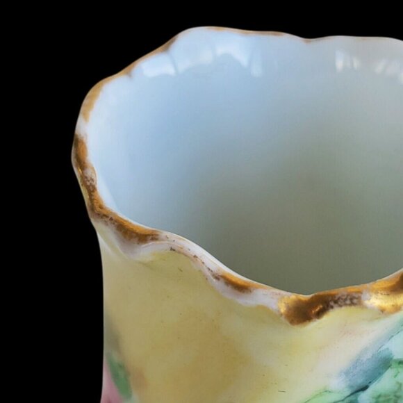 Antique Porcelain Hand Painted Roses Toothpick Match Holder Versailles - Picture 12 of 14